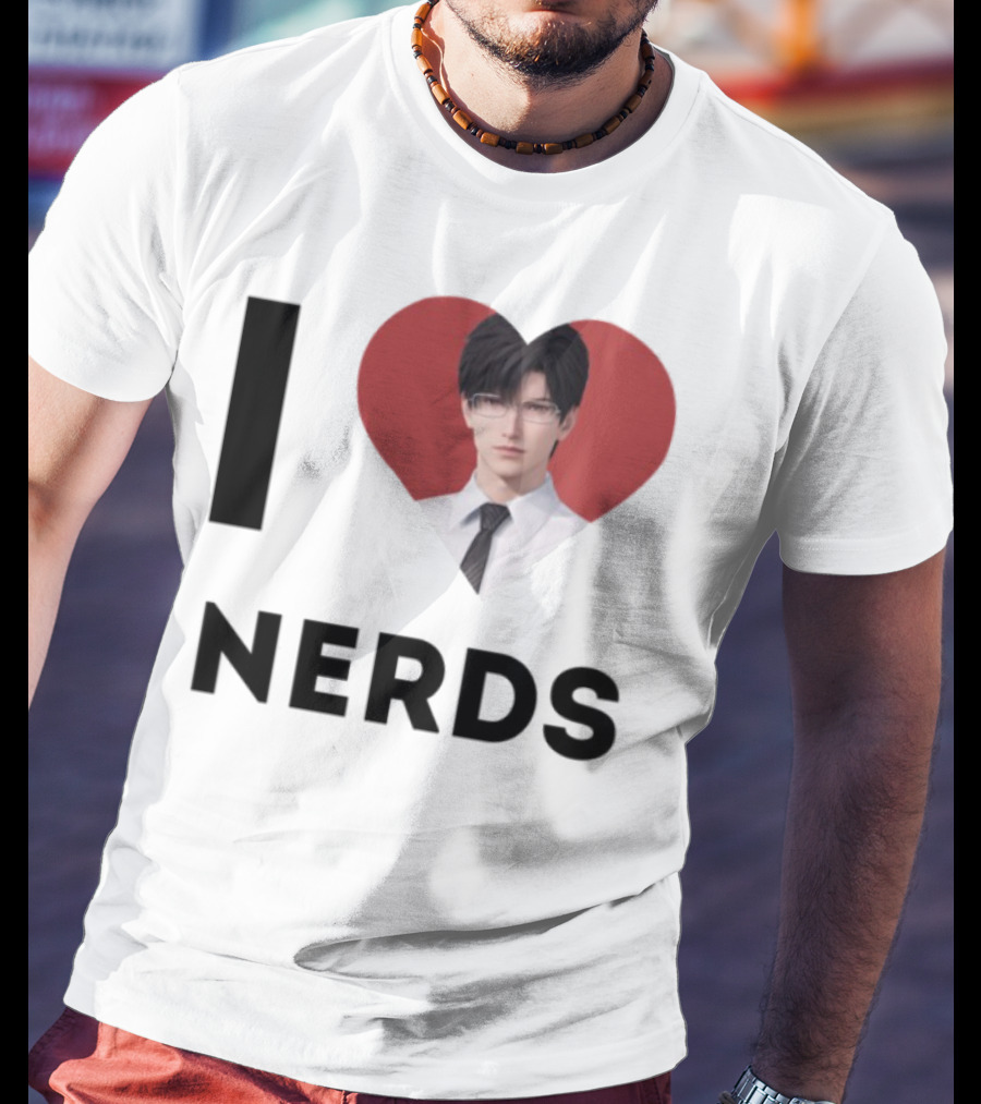 I Love Nerds Anime Character Glasses And Suit T-Shirt