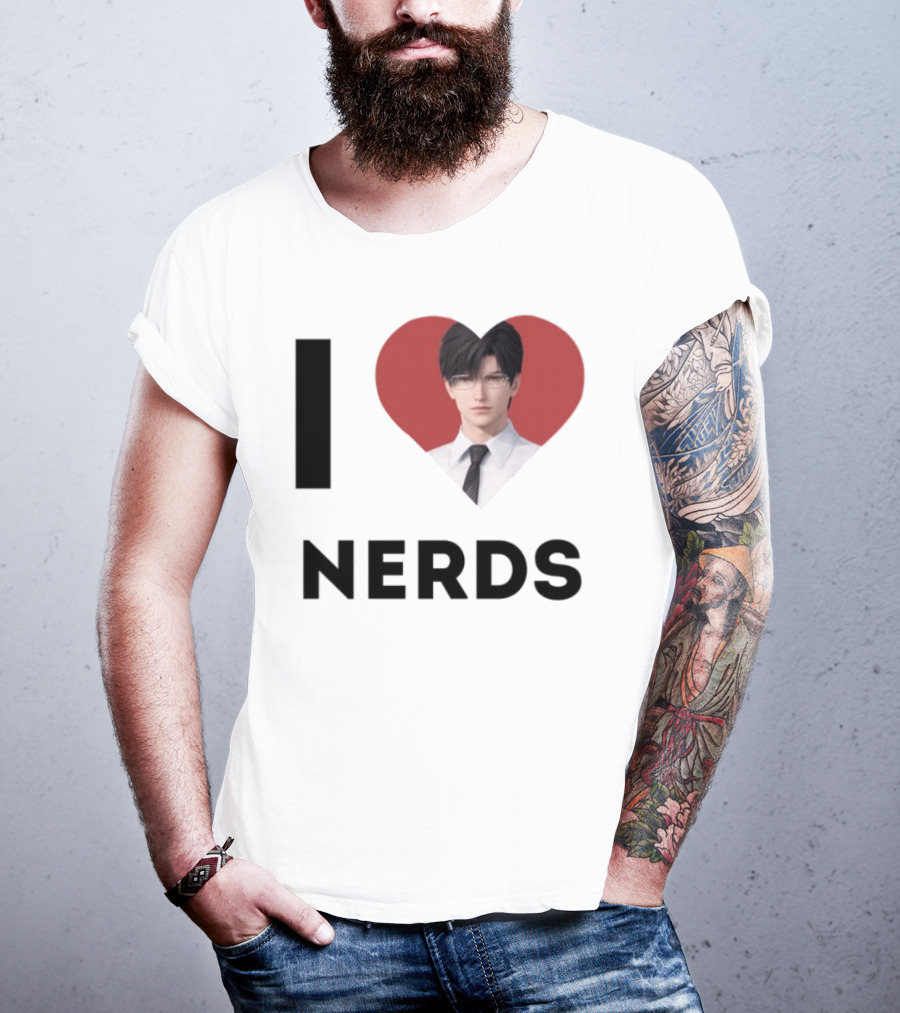 I Love Nerds Anime Character Glasses And Suit T-Shirt