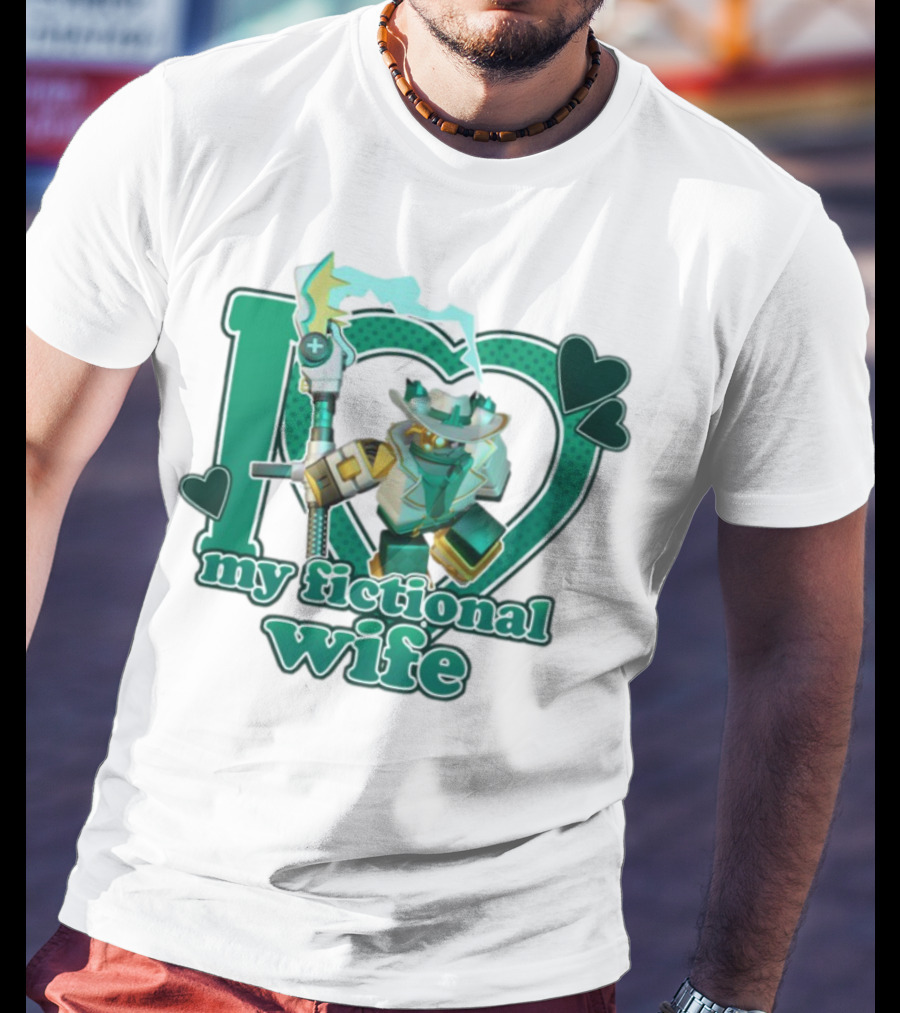 Kimmada Phighting Scythe I Love My Fictional Wife Iconic Robot And Heart Design T-Shirt