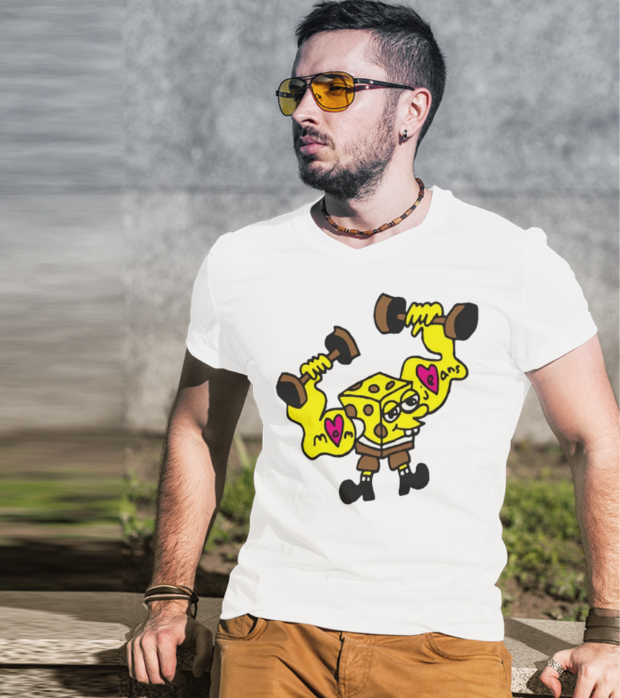 Musclebob Lovepants Mom Jeans Spongebob Dumbells T-Shirt