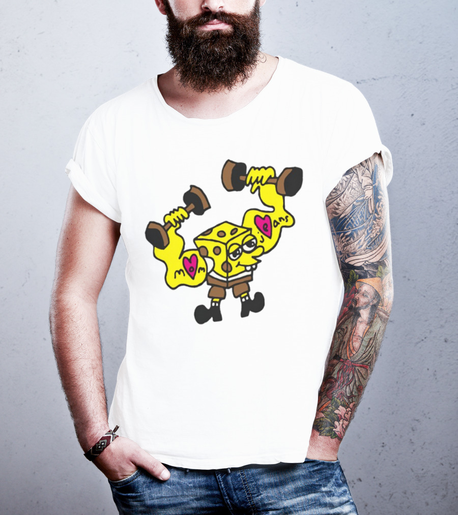 Musclebob Lovepants Mom Jeans Spongebob Dumbells T-Shirt