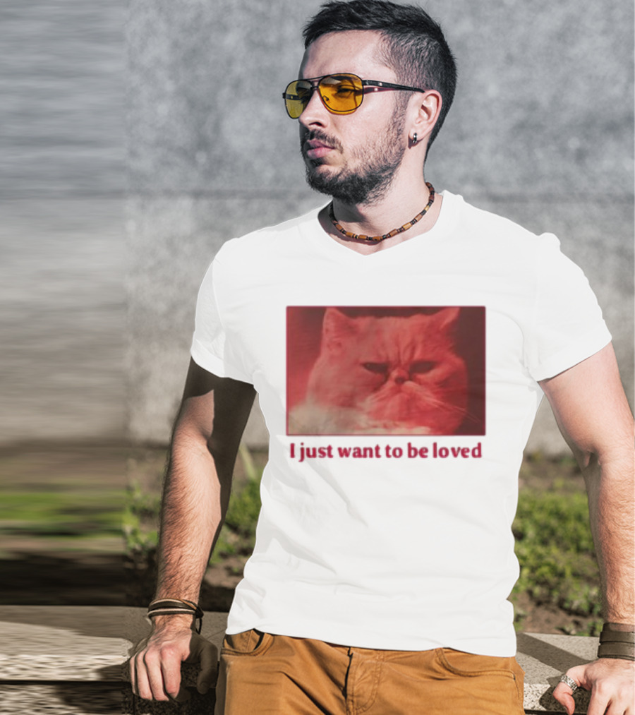 Volodymyr Testardі I Just Want To Be Loved Grumpy Cat Red Tones T-Shirt
