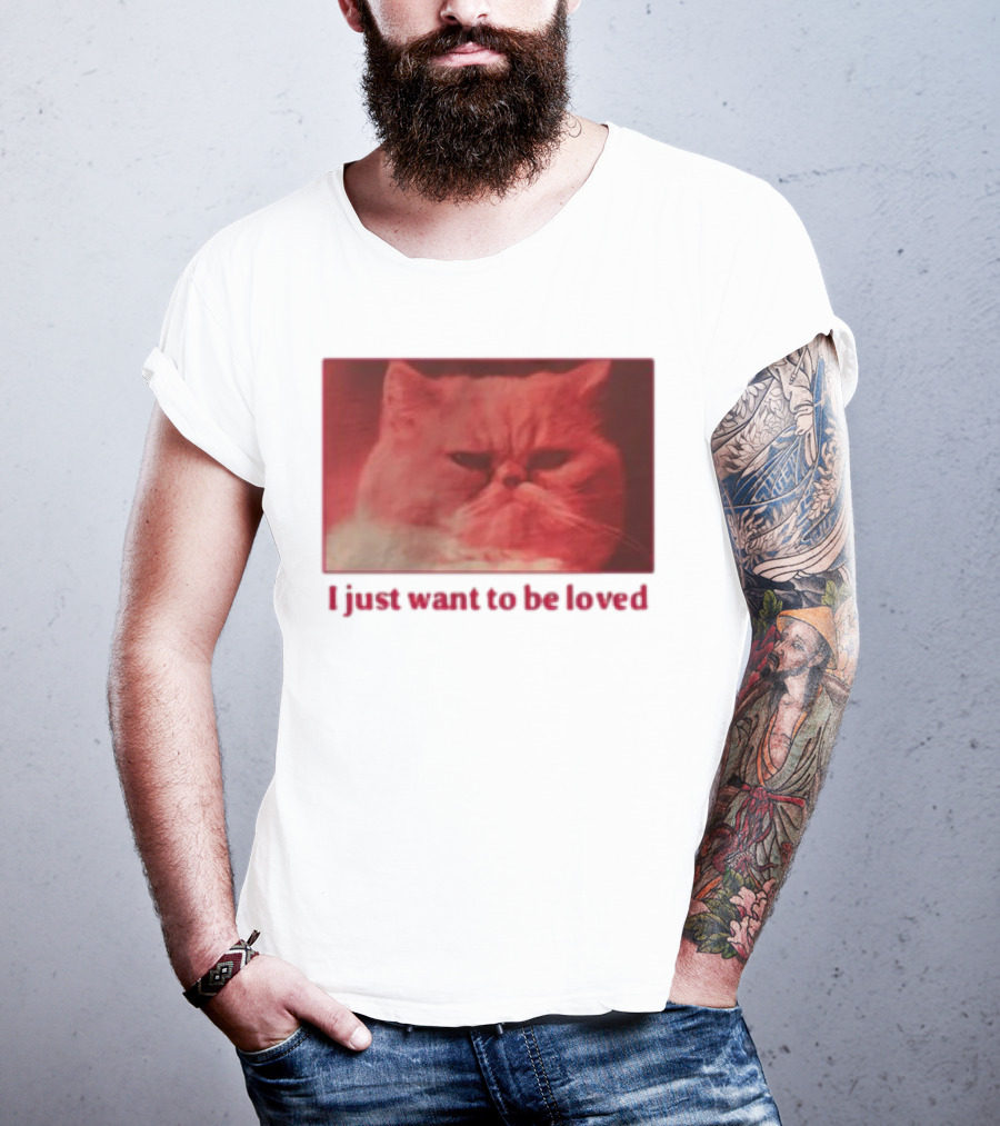 Volodymyr Testardі I Just Want To Be Loved Grumpy Cat Red Tones T-Shirt