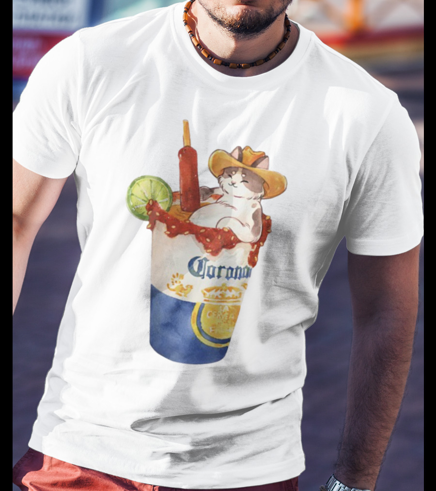 Michelada Vanilla Ryder Cat With Cowboy Hat In Corona Cup With Lime And Chamoy T-Shirt