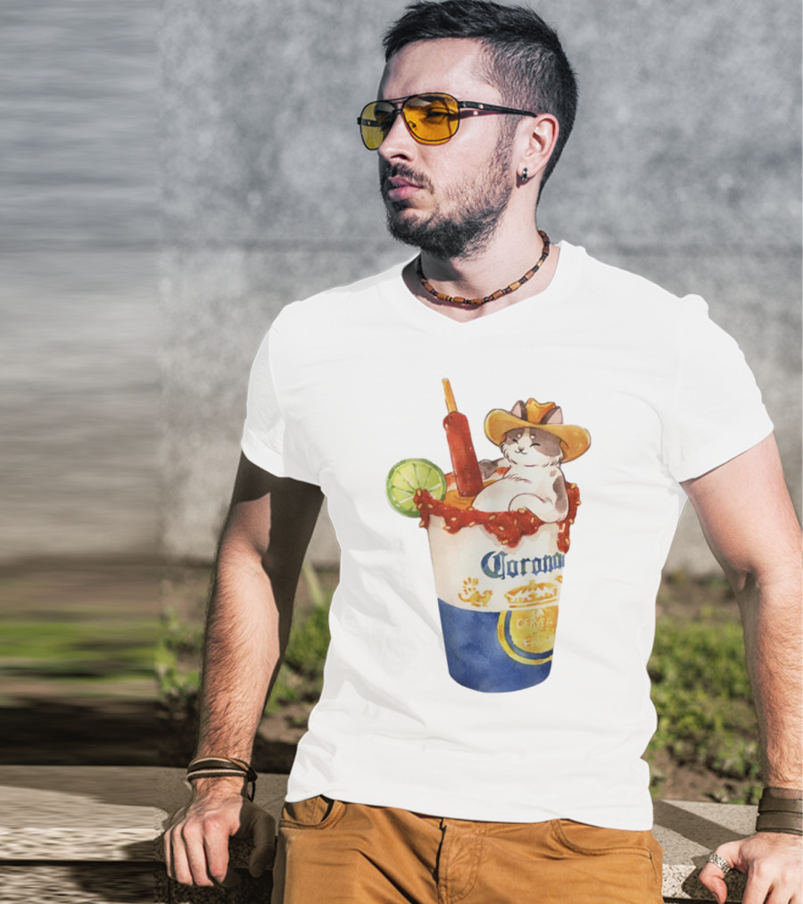 Michelada Vanilla Ryder Cat With Cowboy Hat In Corona Cup With Lime And Chamoy T-Shirt