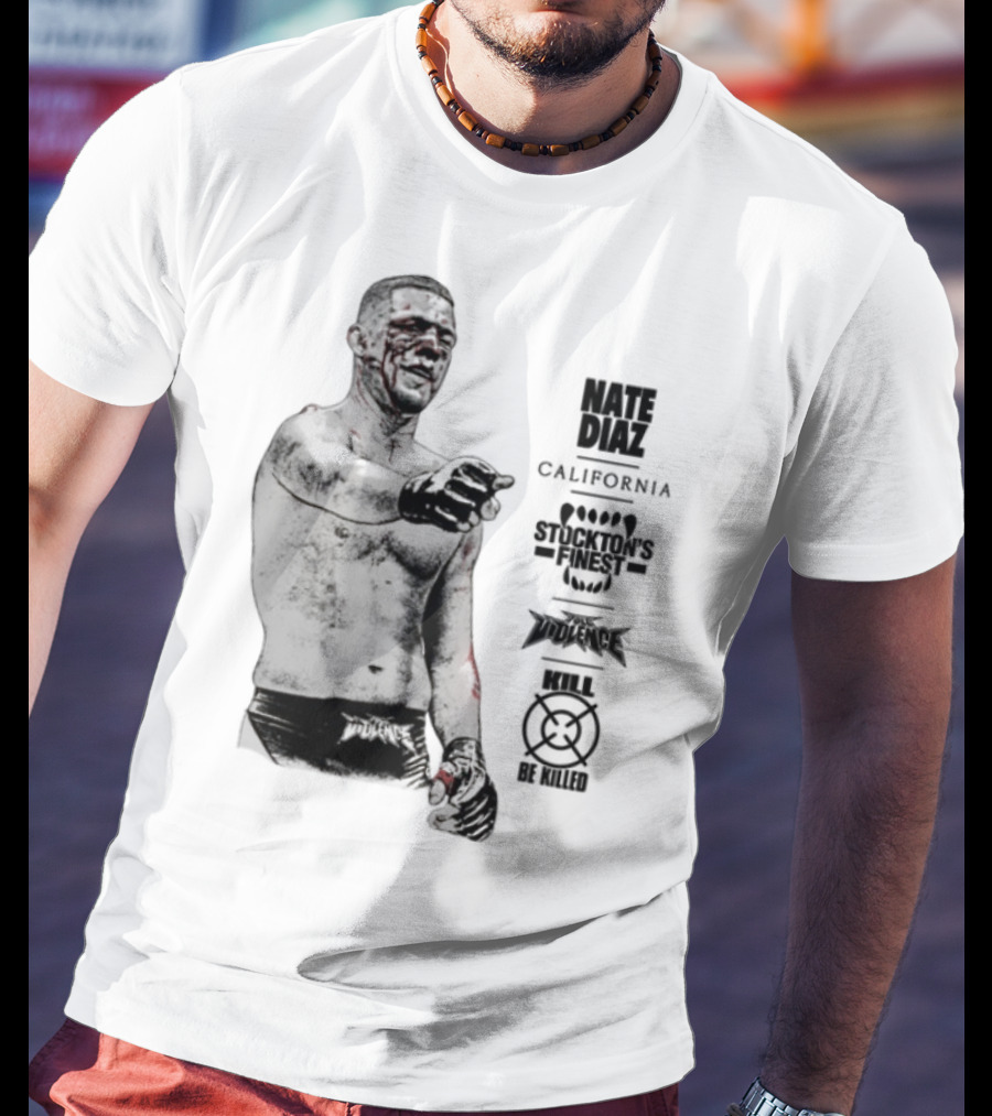 Nate Diaz Stockton California Pride Fighter Authentic Merchandise T-Shirt