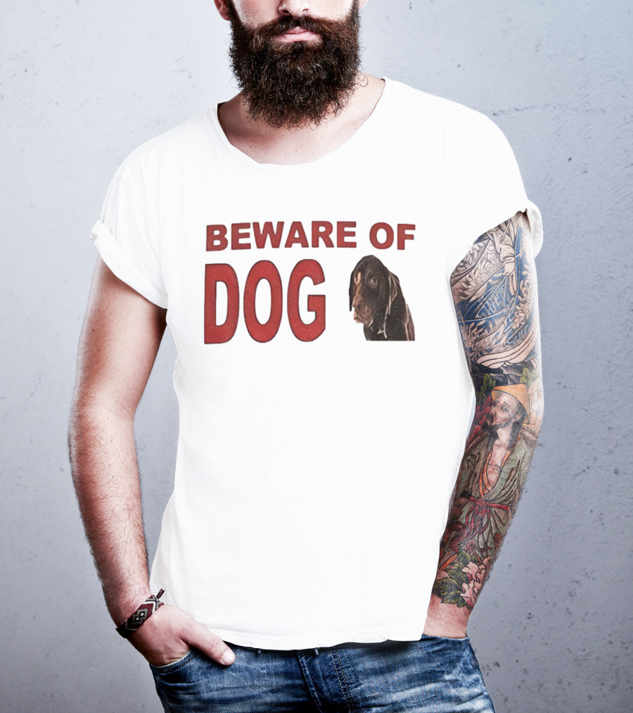 BEWARE OF DOG Meme Vintage Humor T-Shirt