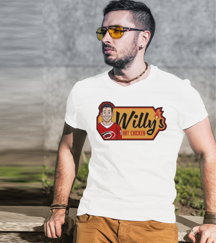 Carolina Hurricanes Willy's Hot Chicken Hockey Theme T-Shirt