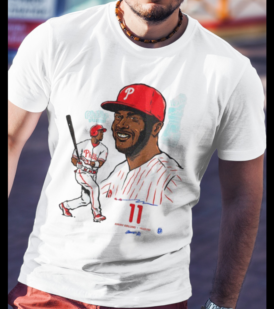 Jimmy Rollins 11 Philadelphia Phillies MLB Baseball Cartoon Phillies Player T-Shirt