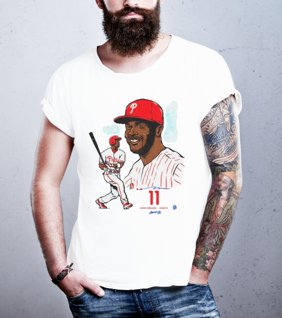 Jimmy Rollins 11 Philadelphia Phillies MLB Baseball Cartoon Phillies Player T-Shirt