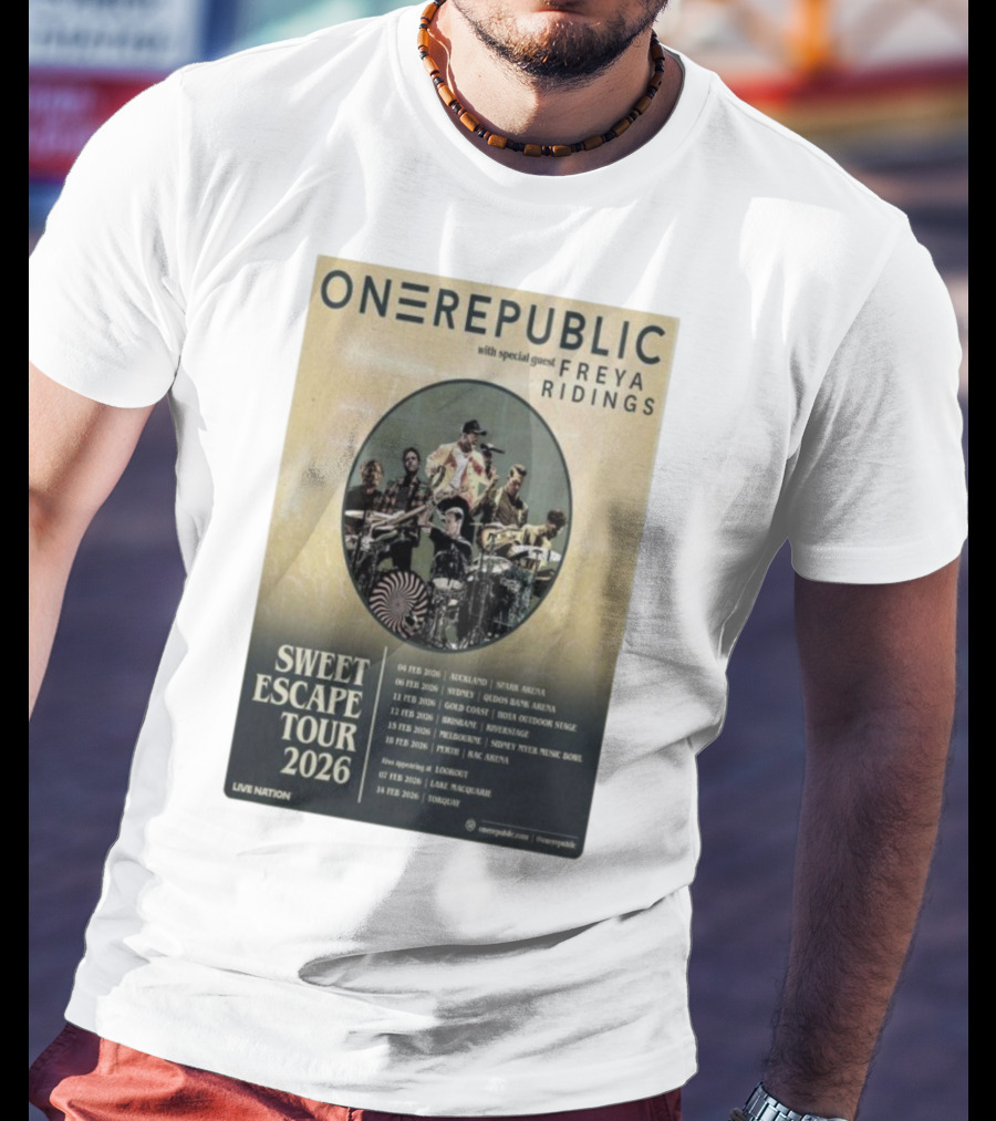 ONEREPUBLIC Sweet Escape Tour Australia New Zealand 2026 Special Guest Freya Ridings T-Shirt