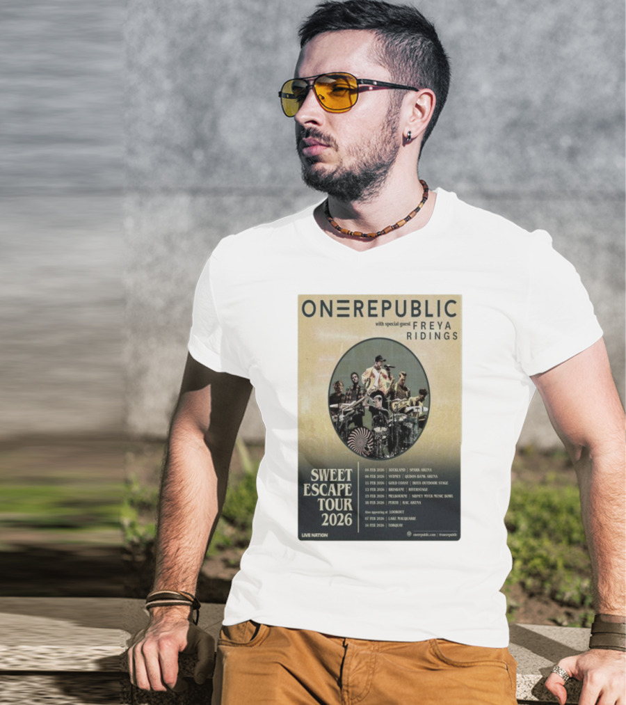 ONEREPUBLIC Sweet Escape Tour Australia New Zealand 2026 Special Guest Freya Ridings T-Shirt