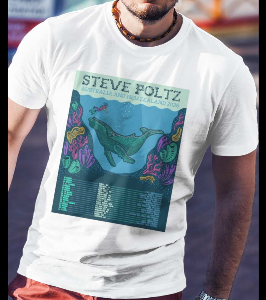 Steve Poltz Australia New Zealand Tour 2026 Concert Dates Underwater Theme T-Shirt