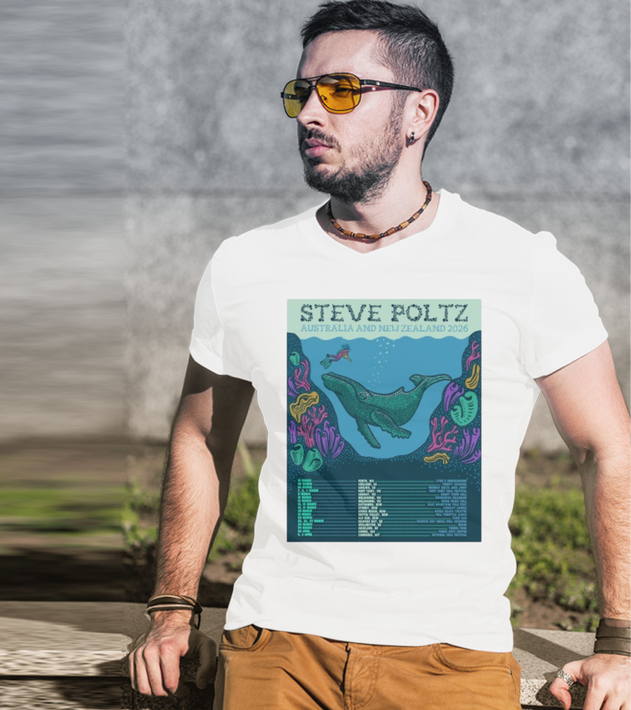 Steve Poltz Australia New Zealand Tour 2026 Concert Dates Underwater Theme T-Shirt
