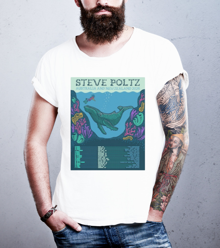 Steve Poltz Australia New Zealand Tour 2026 Concert Dates Underwater Theme T-Shirt
