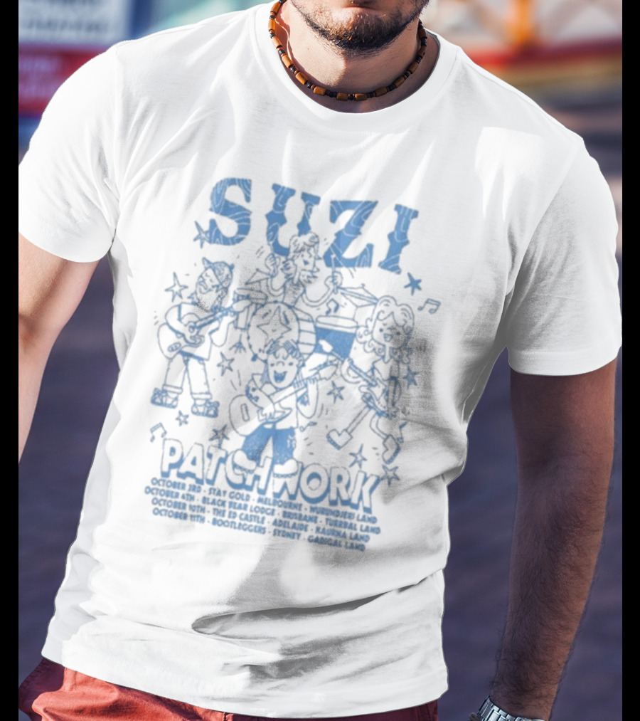 Suzi Patchwork Tour 2025 Cartoon Band Illustration T-Shirt