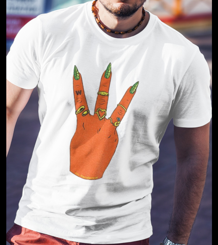 W Basketball Three Fingers Orange Hand Gesture Logo T-Shirt
