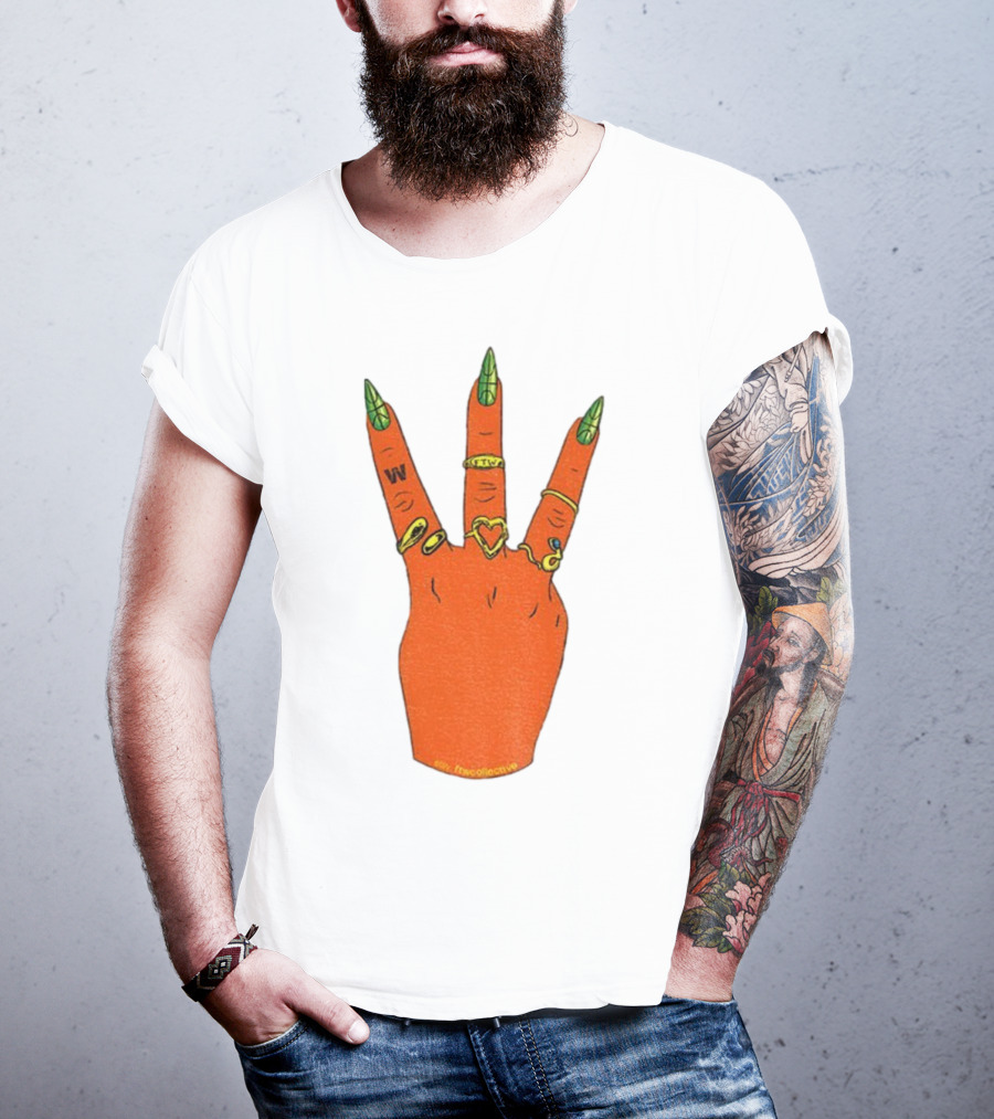 W Basketball Three Fingers Orange Hand Gesture Logo T-Shirt