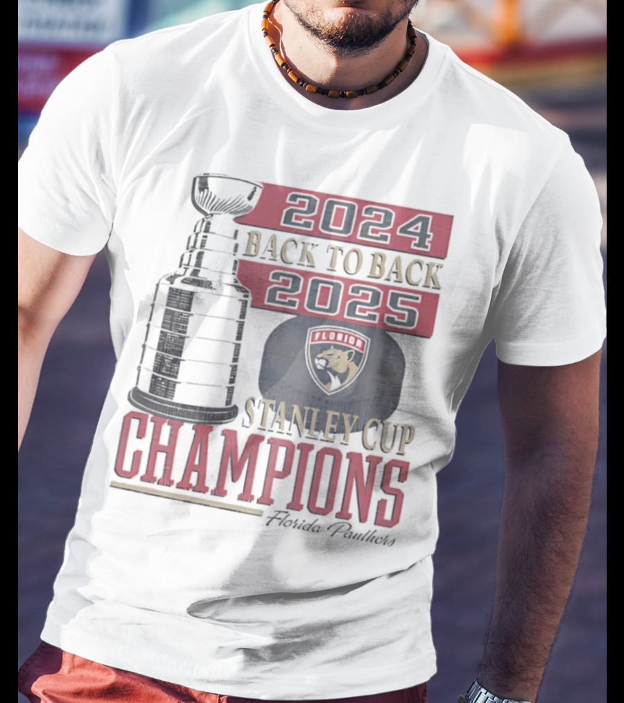 Florida Panthers 2024 2025 Back To Back Stanley Cup Champions Vintage 47 White T-Shirt