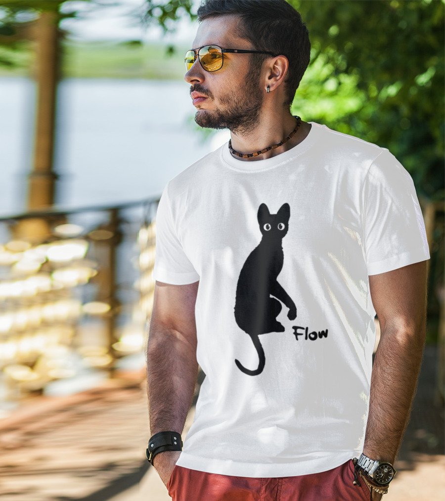 Flow Movie India Ink Cat Silhouette T-Shirt