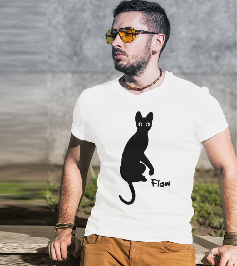 Flow Movie India Ink Cat Silhouette T-Shirt