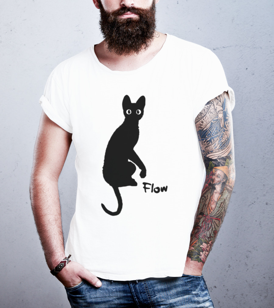 Flow Movie India Ink Cat Silhouette T-Shirt