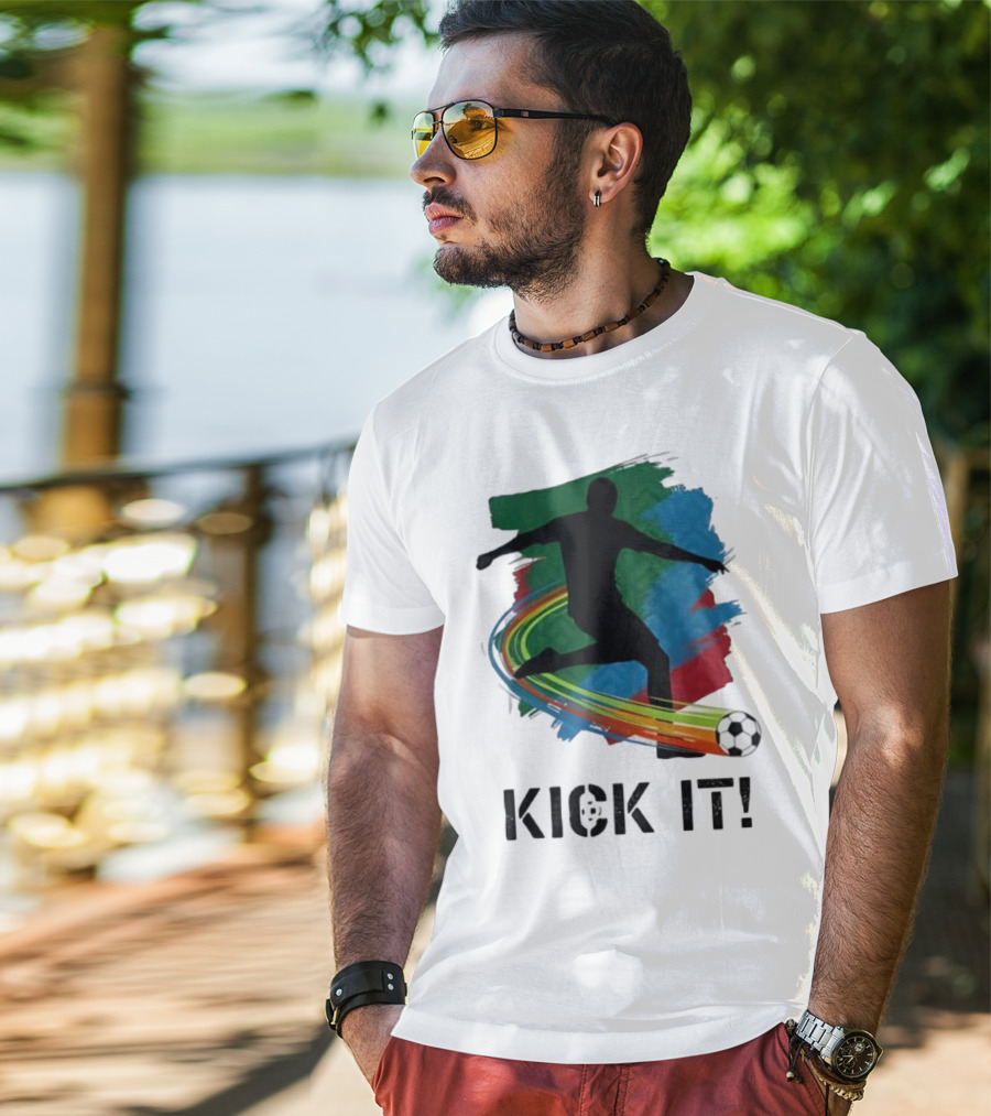 Kick It Soccer Player Rainbow Trail T-Shirt