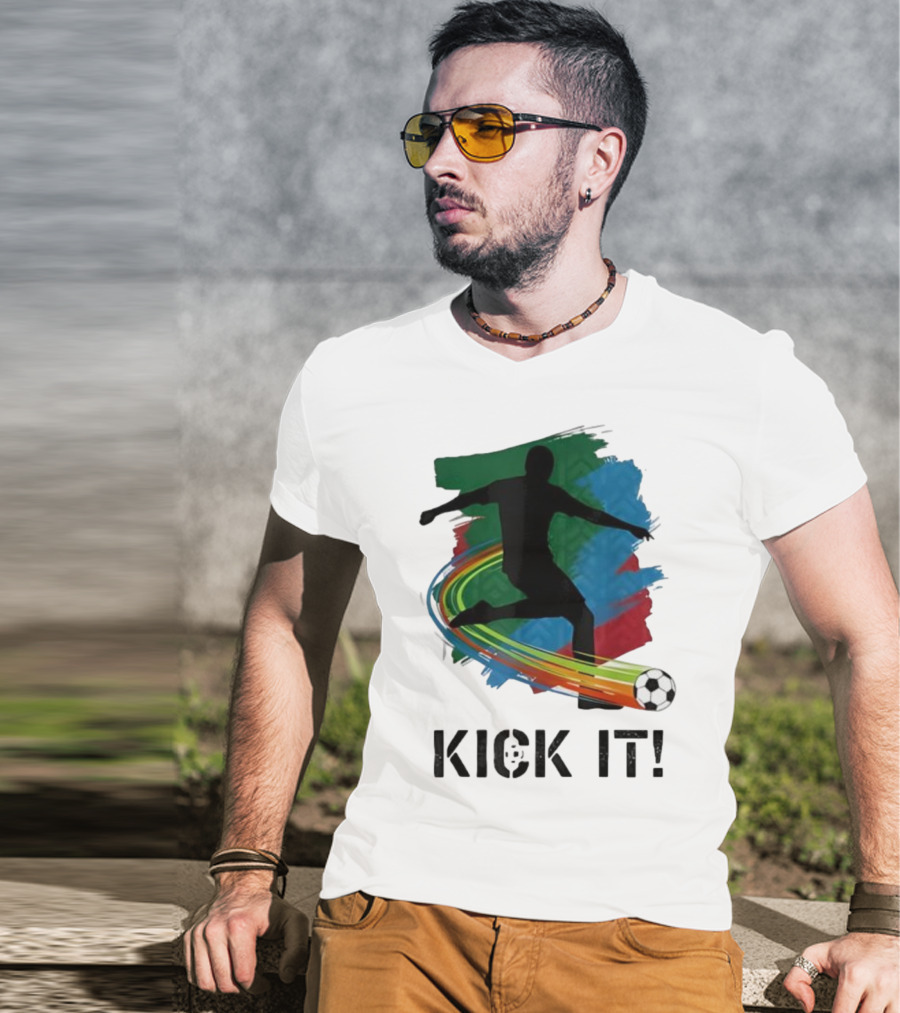 Kick It Soccer Player Rainbow Trail T-Shirt
