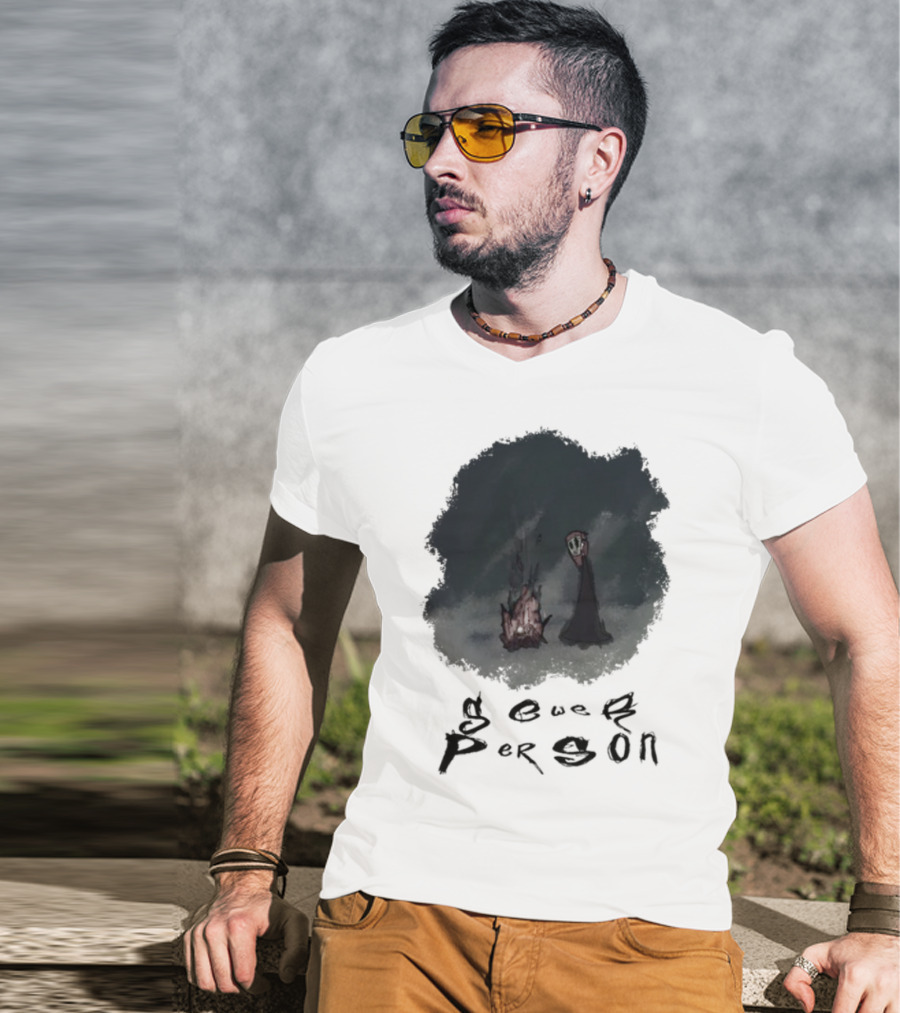 Sewerperson Campfire Mountain Forest Scene T-Shirt