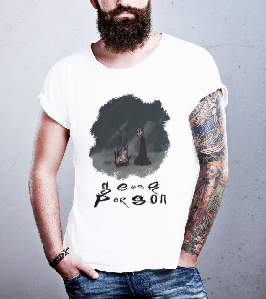 Sewerperson Campfire Mountain Forest Scene T-Shirt