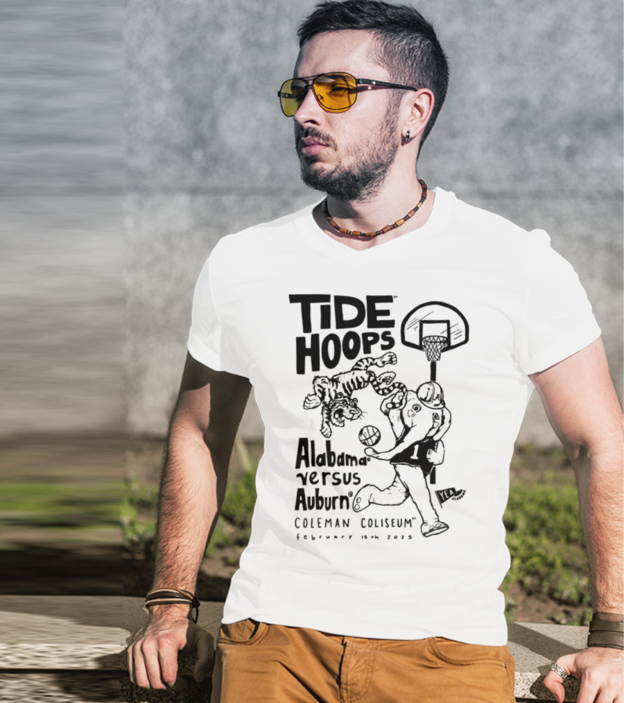 Tide Hoops Alabama Versus Auburn Basketball Showdown Crimson Night T-Shirt