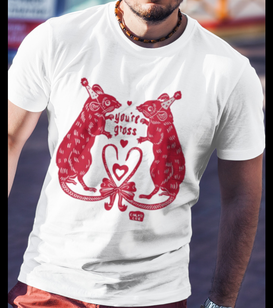 You're Gross Rats Party Hat Love Hearts T-Shirt