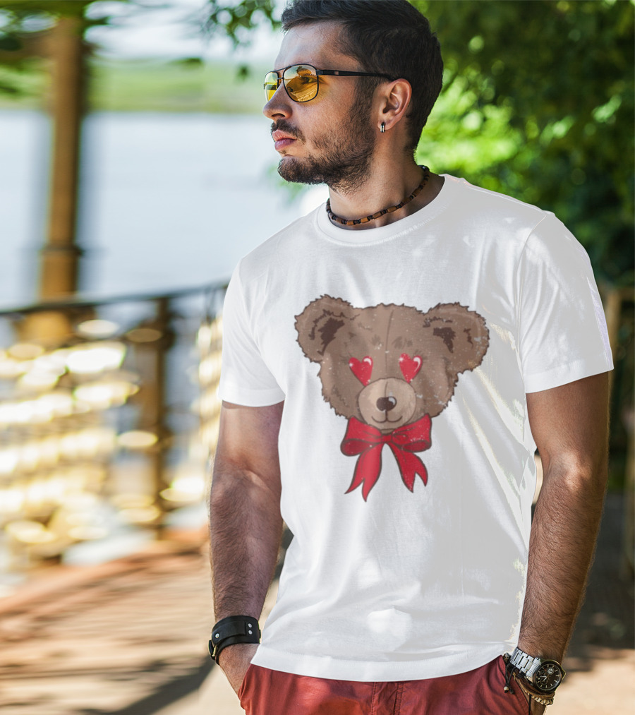 I Love You Beary Much Heart Eyes Teddy Bear Red Bow T-Shirt