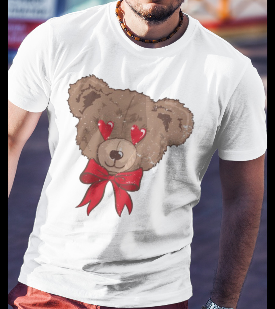 I Love You Beary Much Heart Eyes Teddy Bear Red Bow T-Shirt