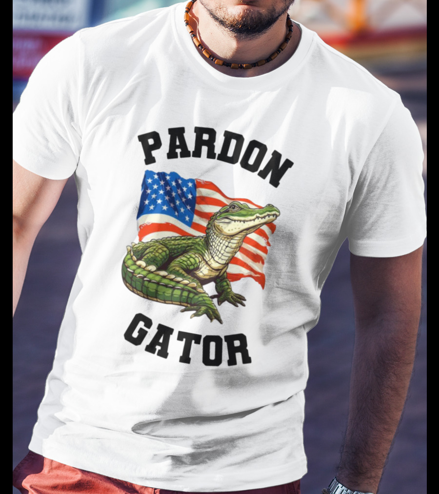Patriotic American Flag Alligator Pardon Gator T-Shirt