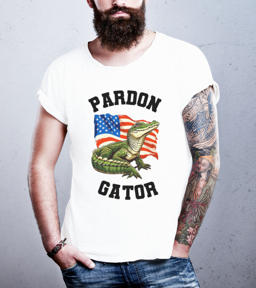 Patriotic American Flag Alligator Pardon Gator T-Shirt