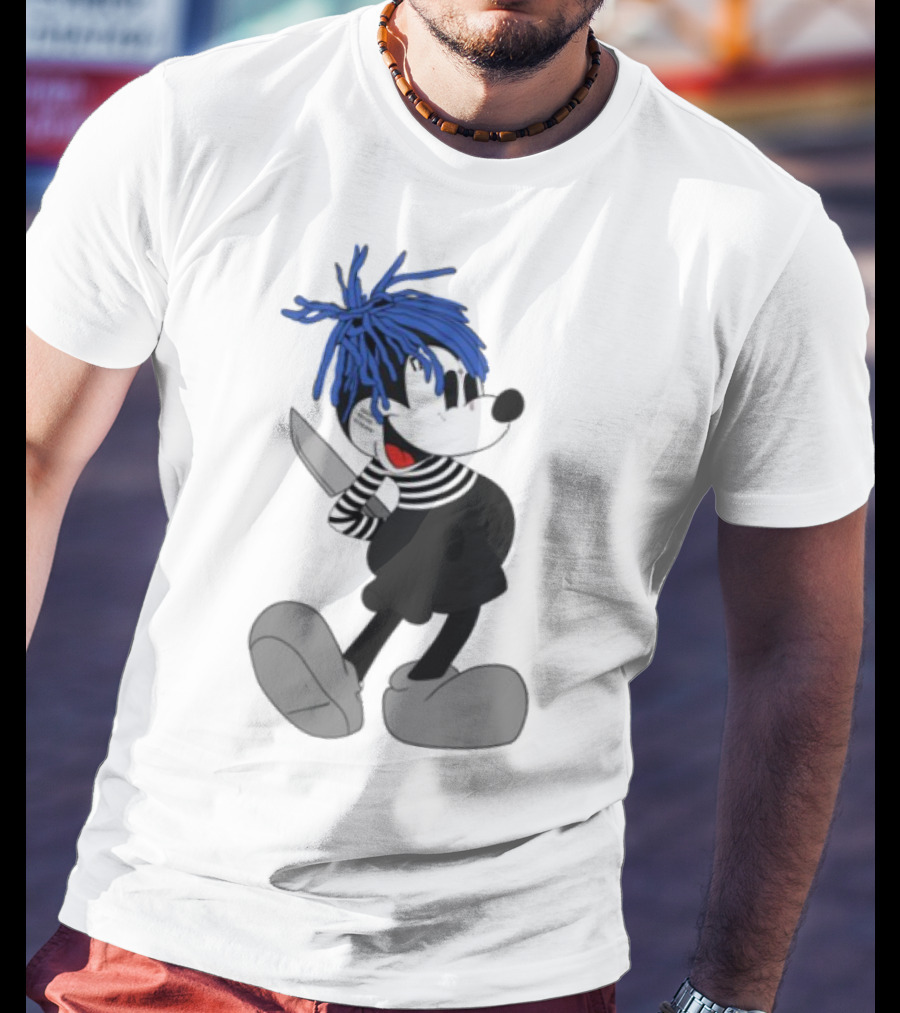 Revenge X Sad Mickey Mouse Knife Emotive Punk Mashup T-Shirt