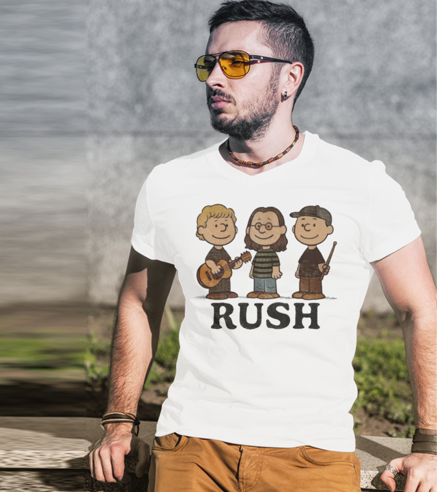 Charlie Brown Peanuts Characters Styled As Rush Band Members T-Shirt