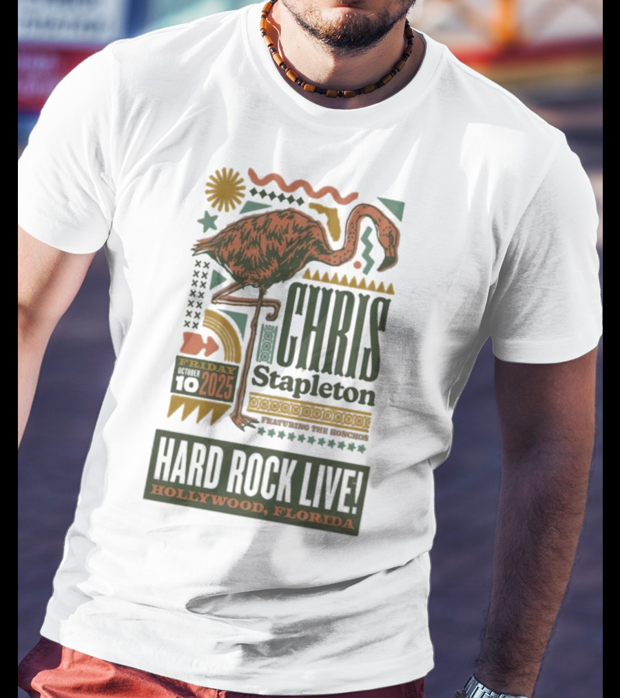 Chris Stapleton Hard Rock Live Hollywood Florida Friday 10 2025 Flamingo T-Shirt