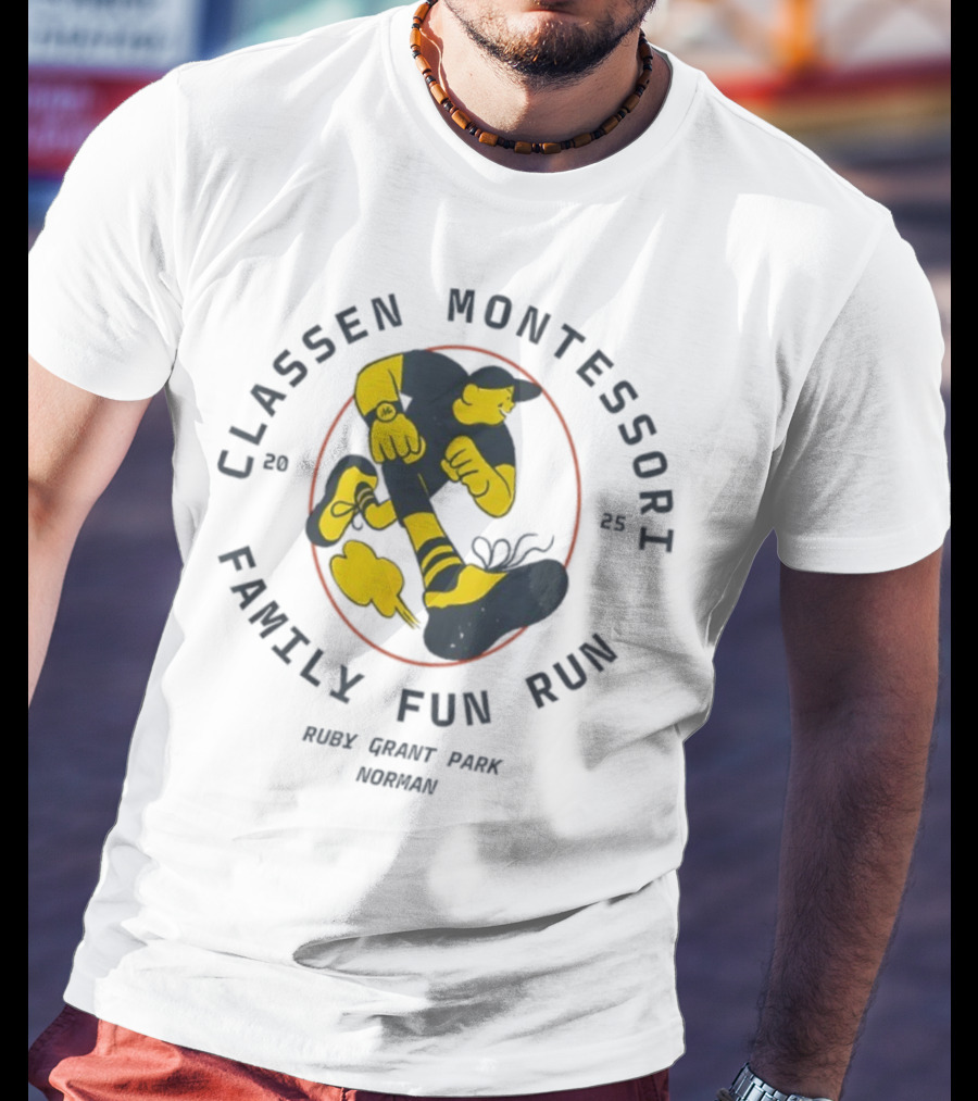 Classen Montessori Family Fun Run 2025 Runnin' Rabbit Ruck Grant Park Norman T-Shirt