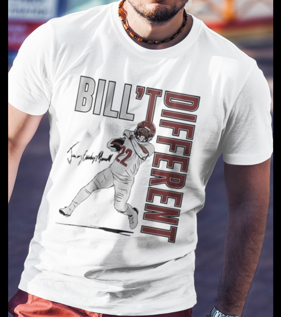 Jacory Croskey-Merritt Bill’t Different Number 22 Football Signature T-Shirt