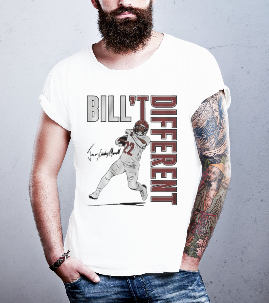 Jacory Croskey-Merritt Bill’t Different Number 22 Football Signature T-Shirt