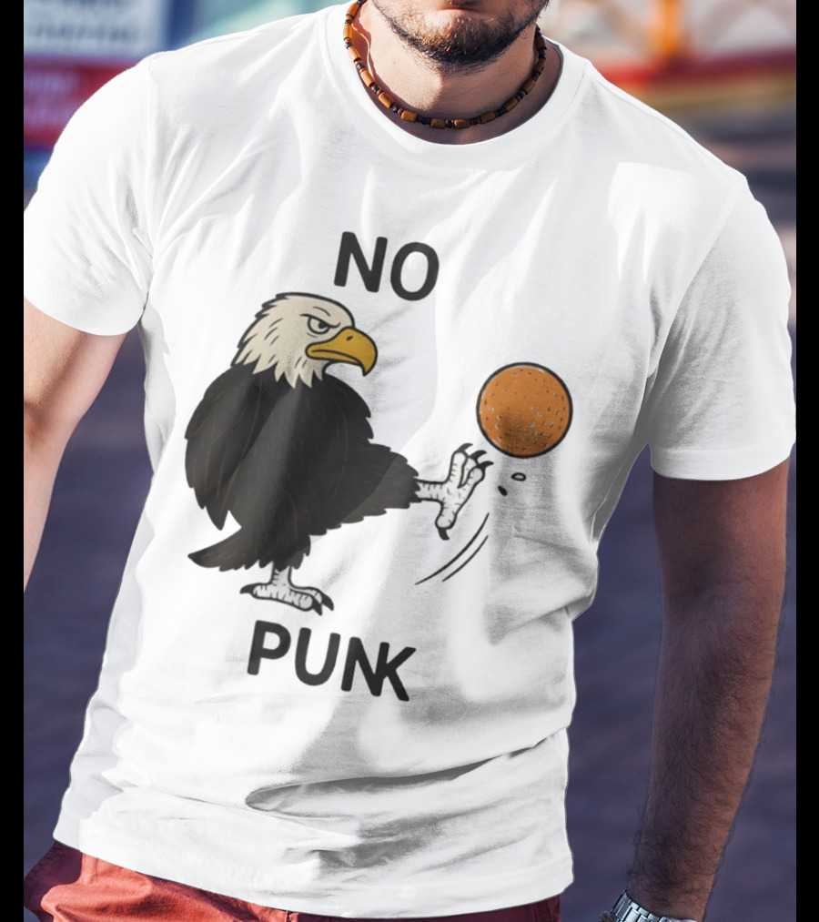 Bald Eagle Kicking Orange Ball No Punk T-Shirt