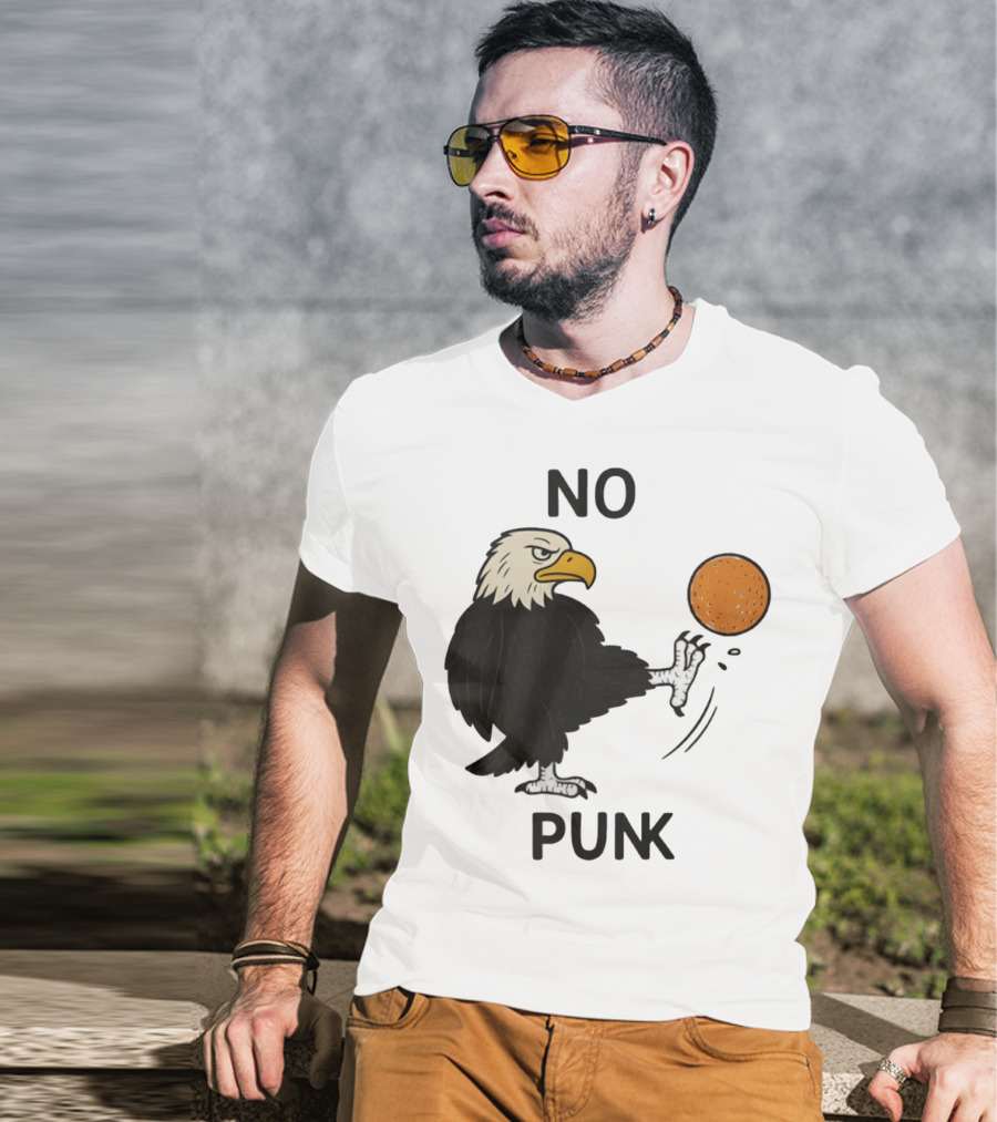 Bald Eagle Kicking Orange Ball No Punk T-Shirt