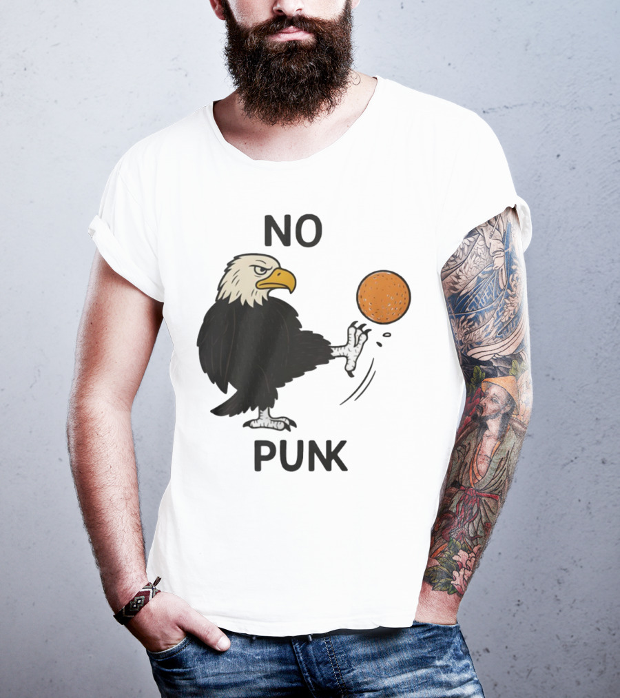 Bald Eagle Kicking Orange Ball No Punk T-Shirt