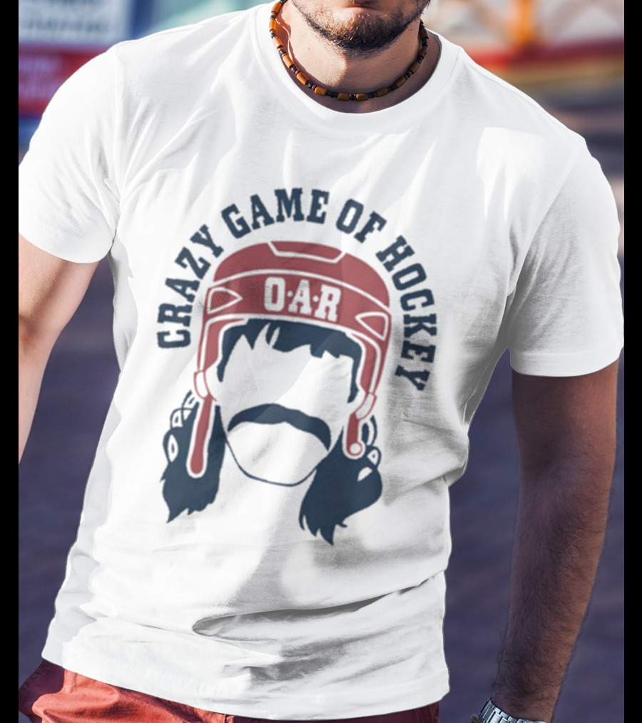 OAR Crazy Game Of Hockey Helmet Retro Style T-Shirt