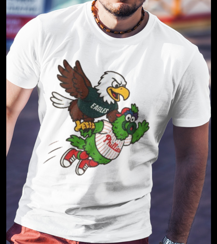Philadelphia Eagles Swoop And Phillies Phanatic Mascot Team Up Fun T-Shirt