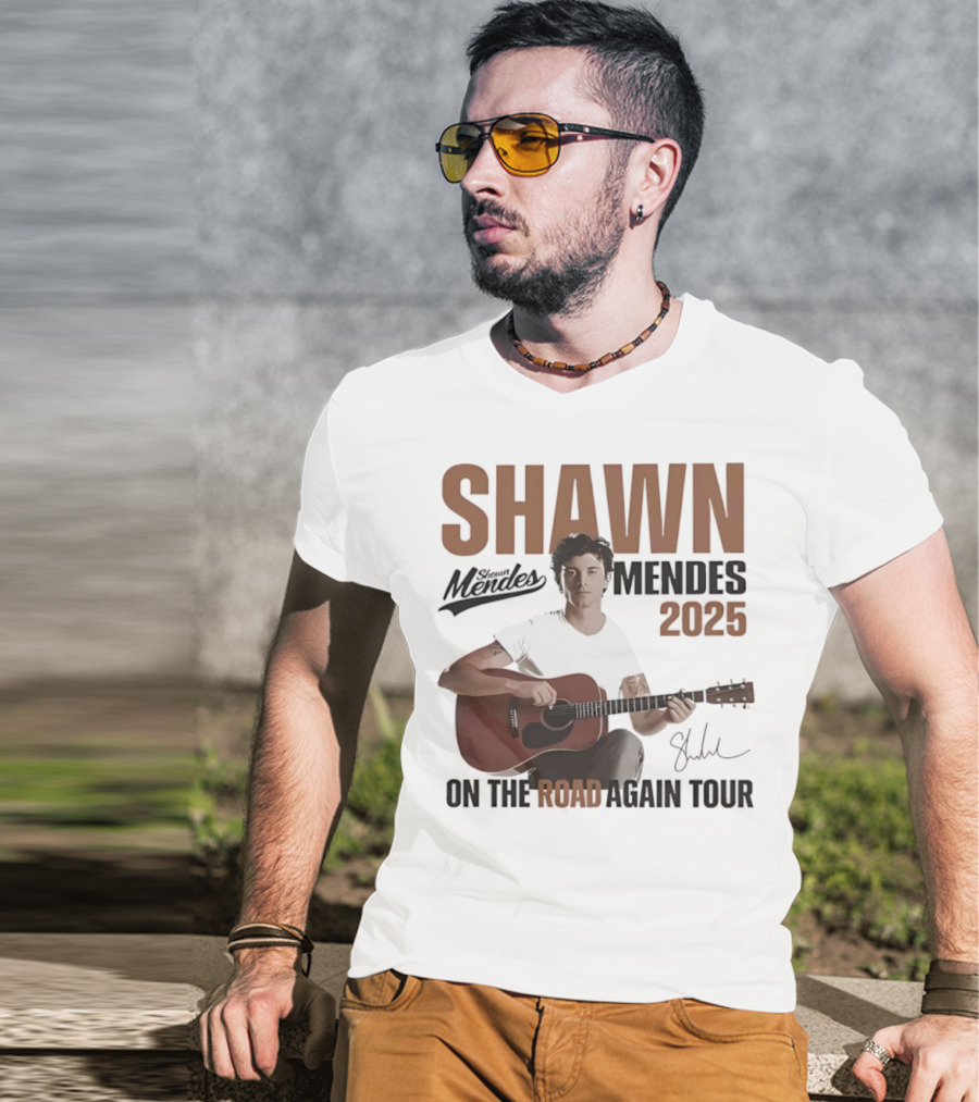 Shawn Mendes 2025 On The Road Again Tour Signature T-Shirt