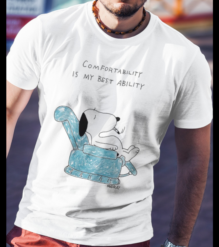 Snoopy Comfortability Is My Best Ability Relaxed Snoopy In Blue Chair T-Shirt