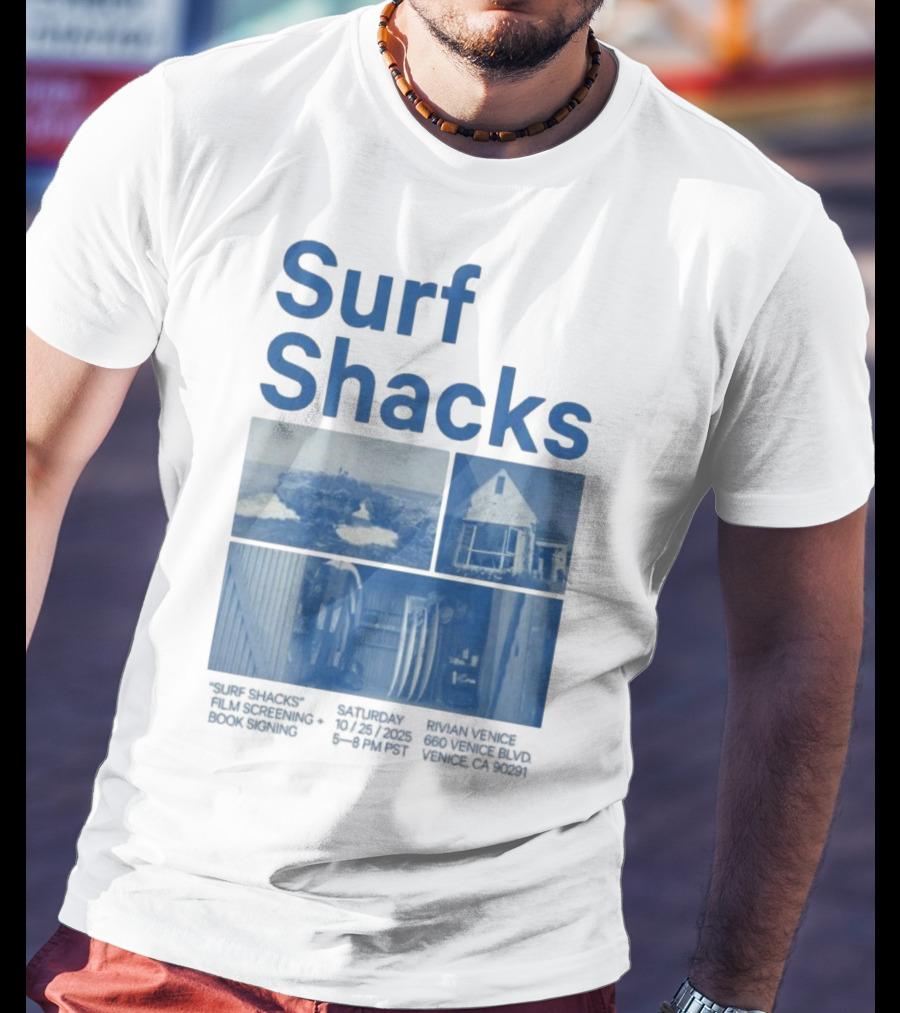 Surf Shacks Oct 25 2025 Venice CA Beach Surfboards Coastal Homes T-Shirt
